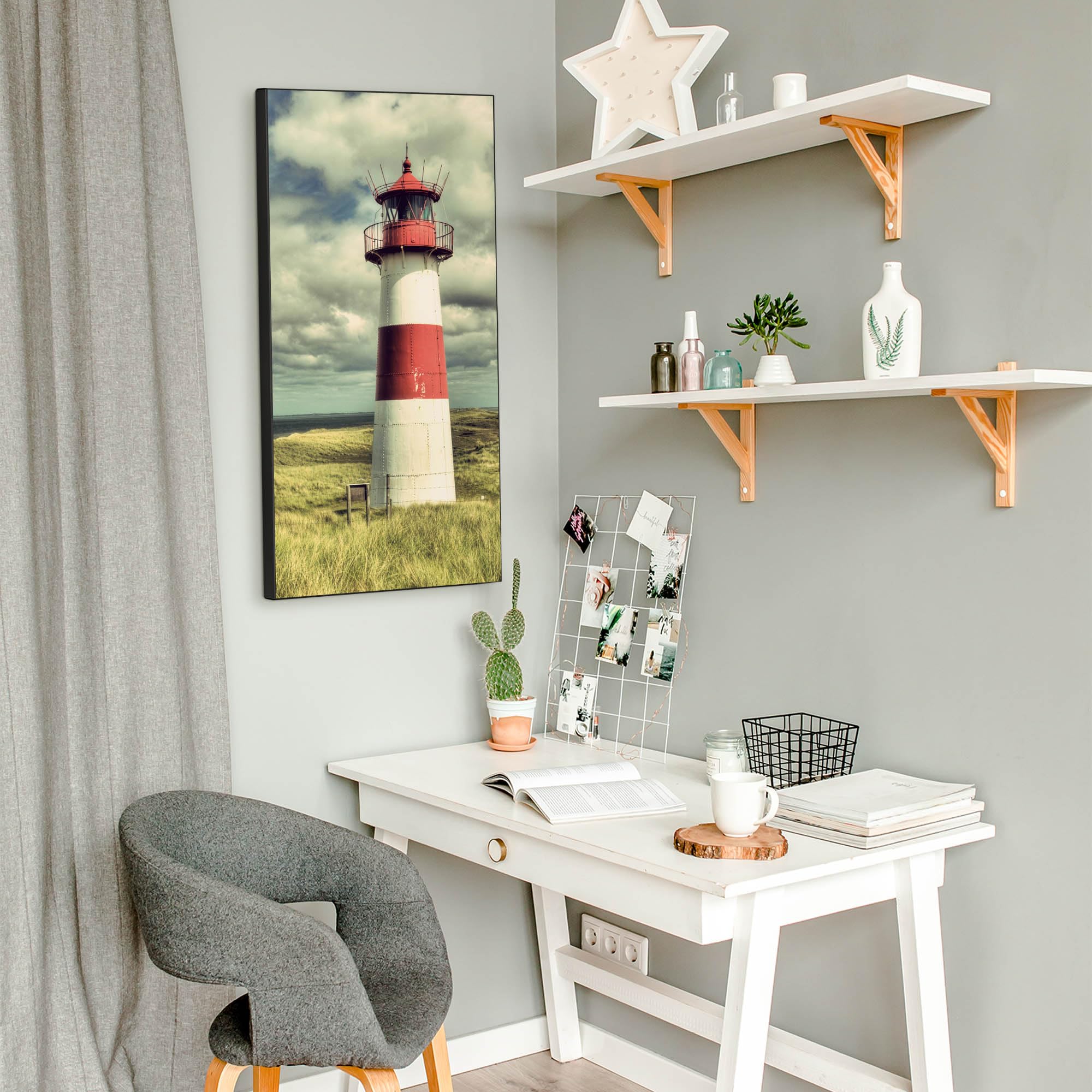 Banjado Magnettafel 37x78 cm Magnetwand Leuchtturm Sylt
