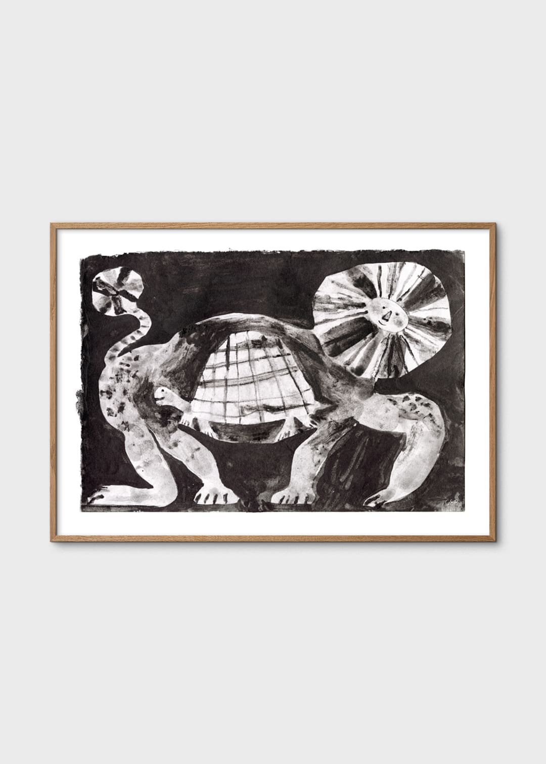 The Poster Club Turtle and Lion Kunstdruck A4 s/w