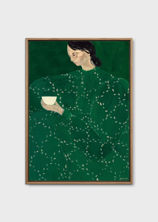 The Poster Club Art Prints Coffee Alone Leinwandbild 50x70 cm grün