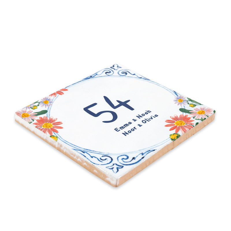 Storytiles Delft Blue Floral Delft Blue Wandfliese Hausnummer 13x13 cm