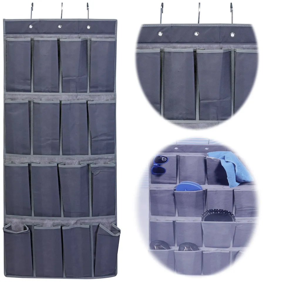 LS-LebenStil Hänge-Organizer XL grau 16 Fächer 45x110 cm faltbar