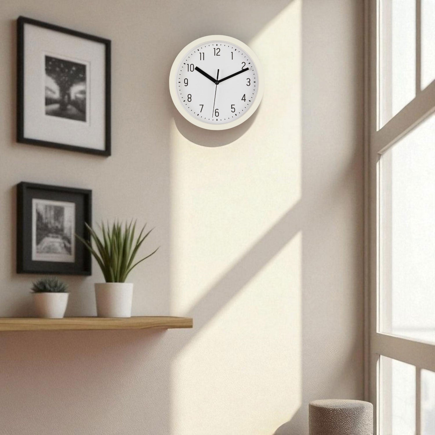 LS-LebenStil Uhren Wanduhr Cream Weiß 20cm Retro Analog Küchenuhr