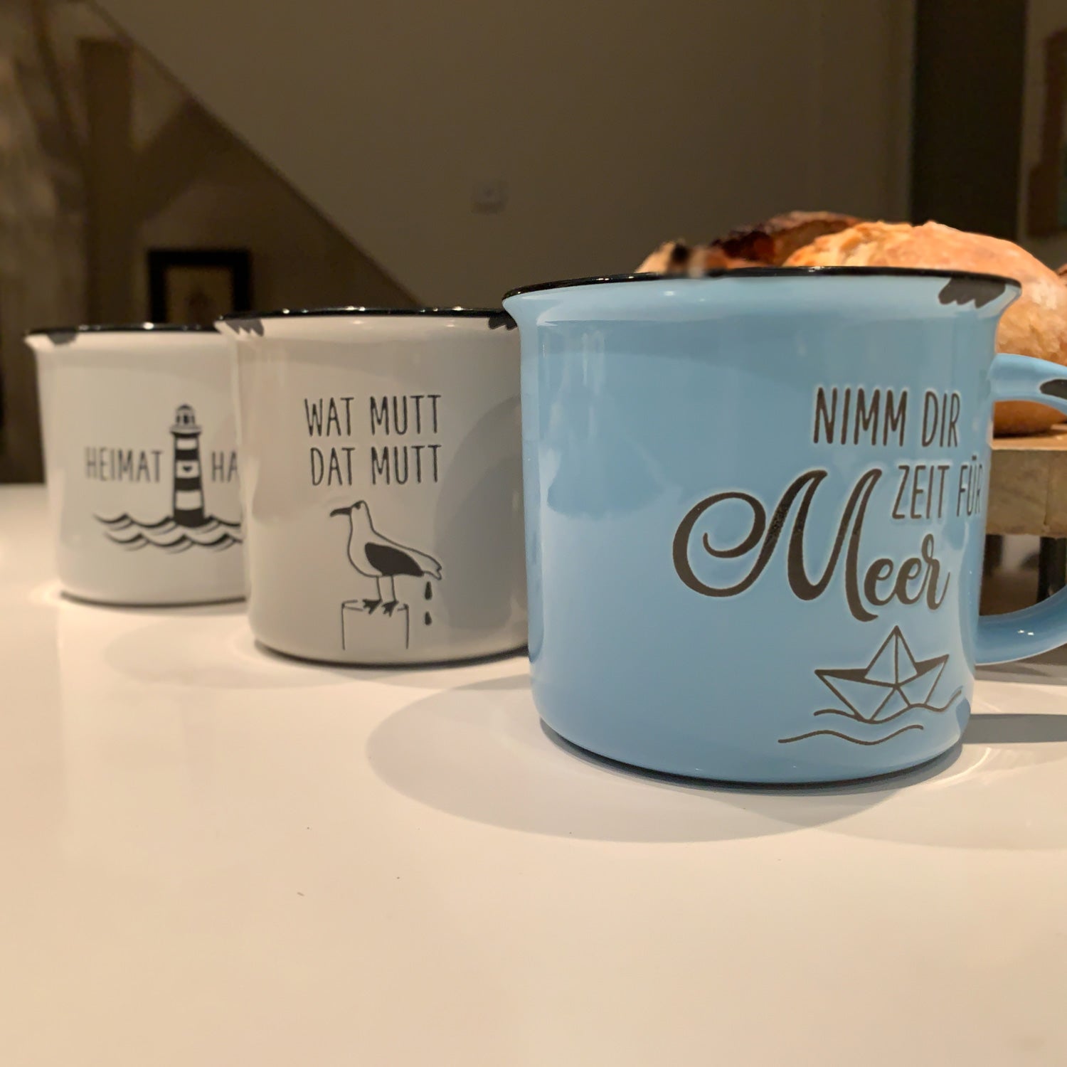 LS-LebenStil Zeit für Meer Kaffeebecher 400ml Keramik Blau