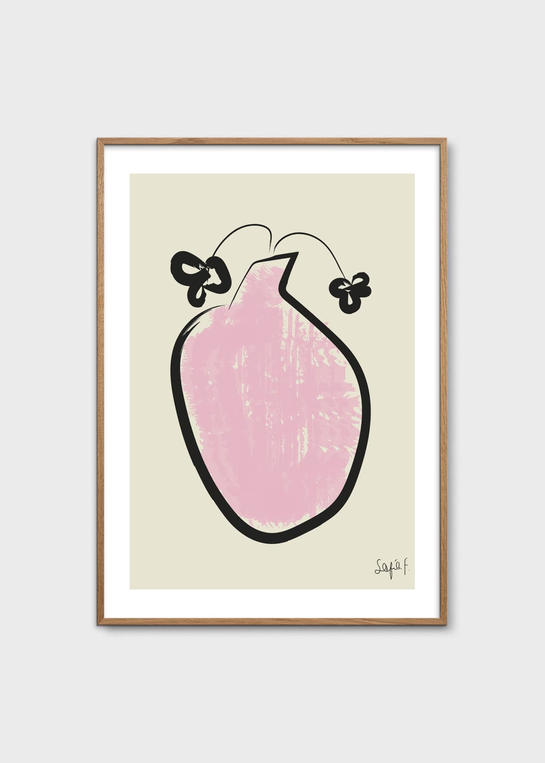 The Poster Club Pink Vase Kunstdruck A4 rosa abstrakt
