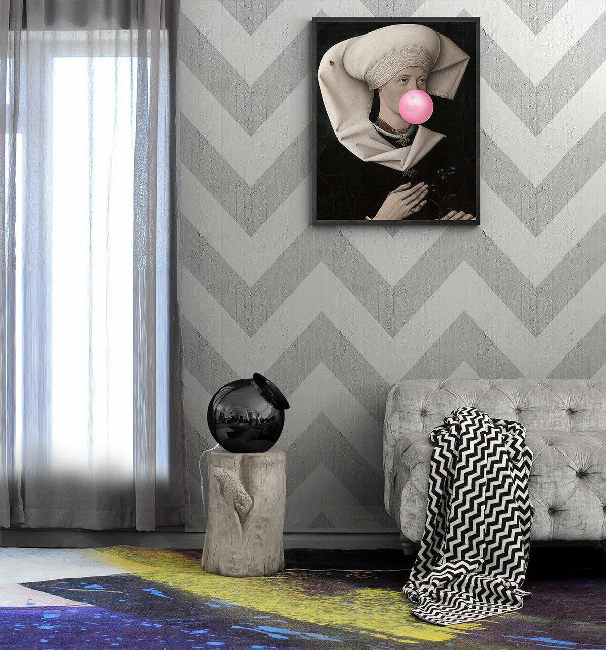 Mineheart Wall Art Bubblegum Portrait 2 Wandbild Rosa 30x41 cm