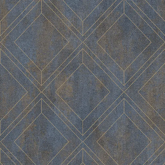 Mineheart Wallpaper Geometric Trellis Tapete Grau-Blau Vlies
