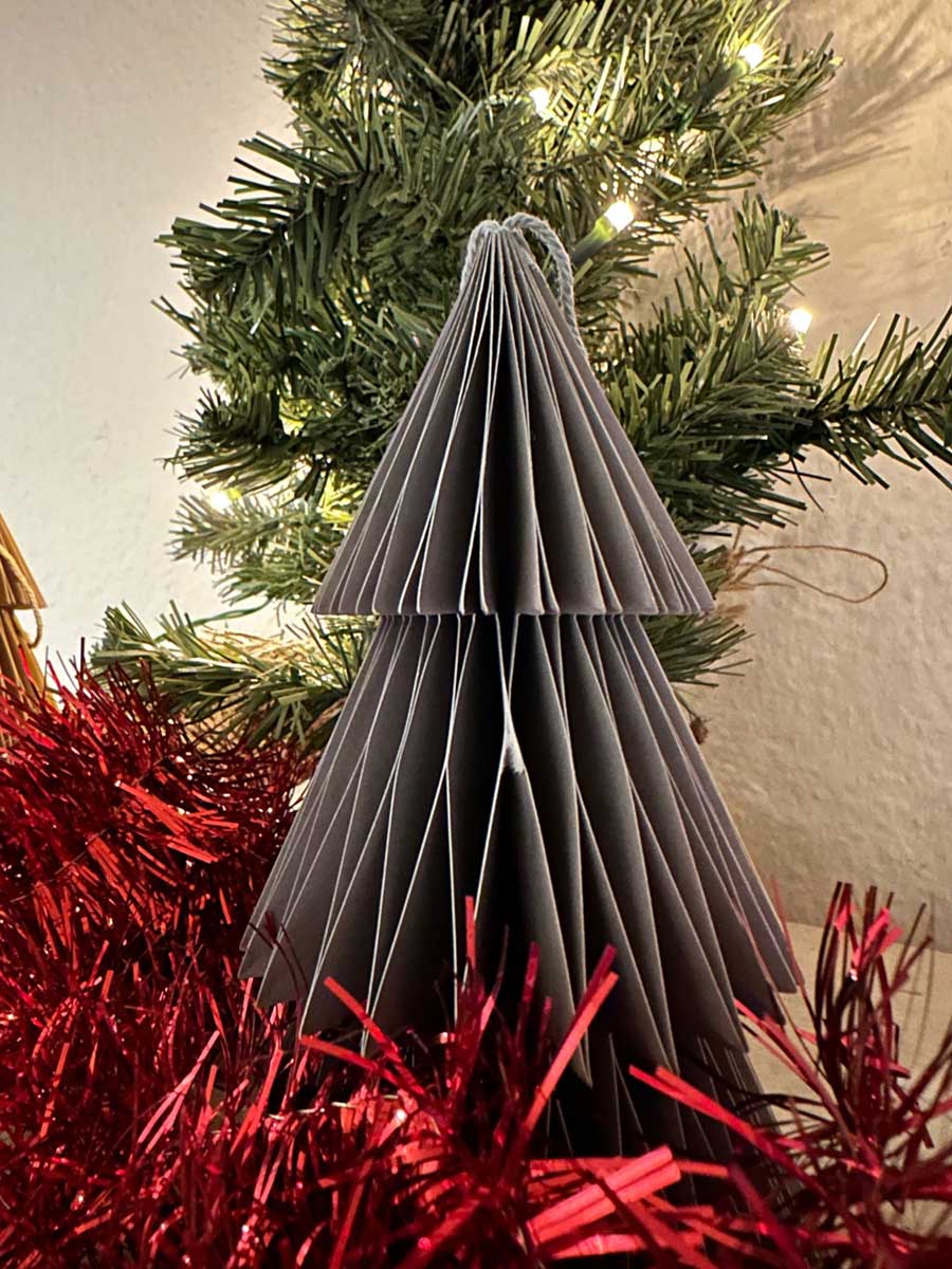 LS-LebenStil Papier Tannenbaum 2er Set grau braun 15cm