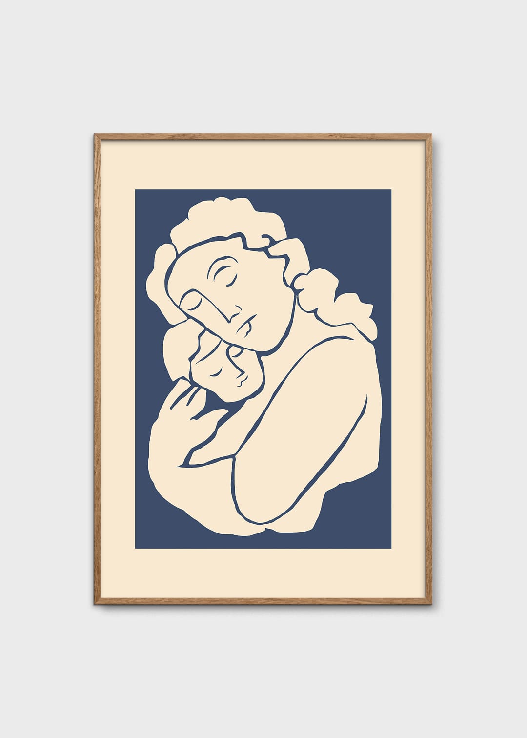 The Poster Club Woman with Child Poster 30x40 blau weiß