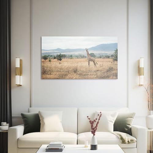 Hustling Sharks Wandbilder Giraffe in offener Savanne Leinwand 30x40 cm