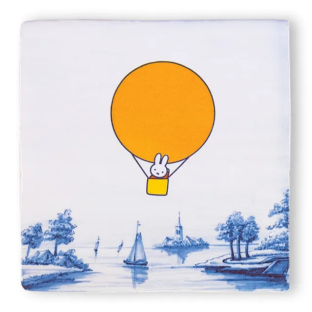 Storytiles Delft Blue Nijntje Fliese 10x10 cm Orange Ballon