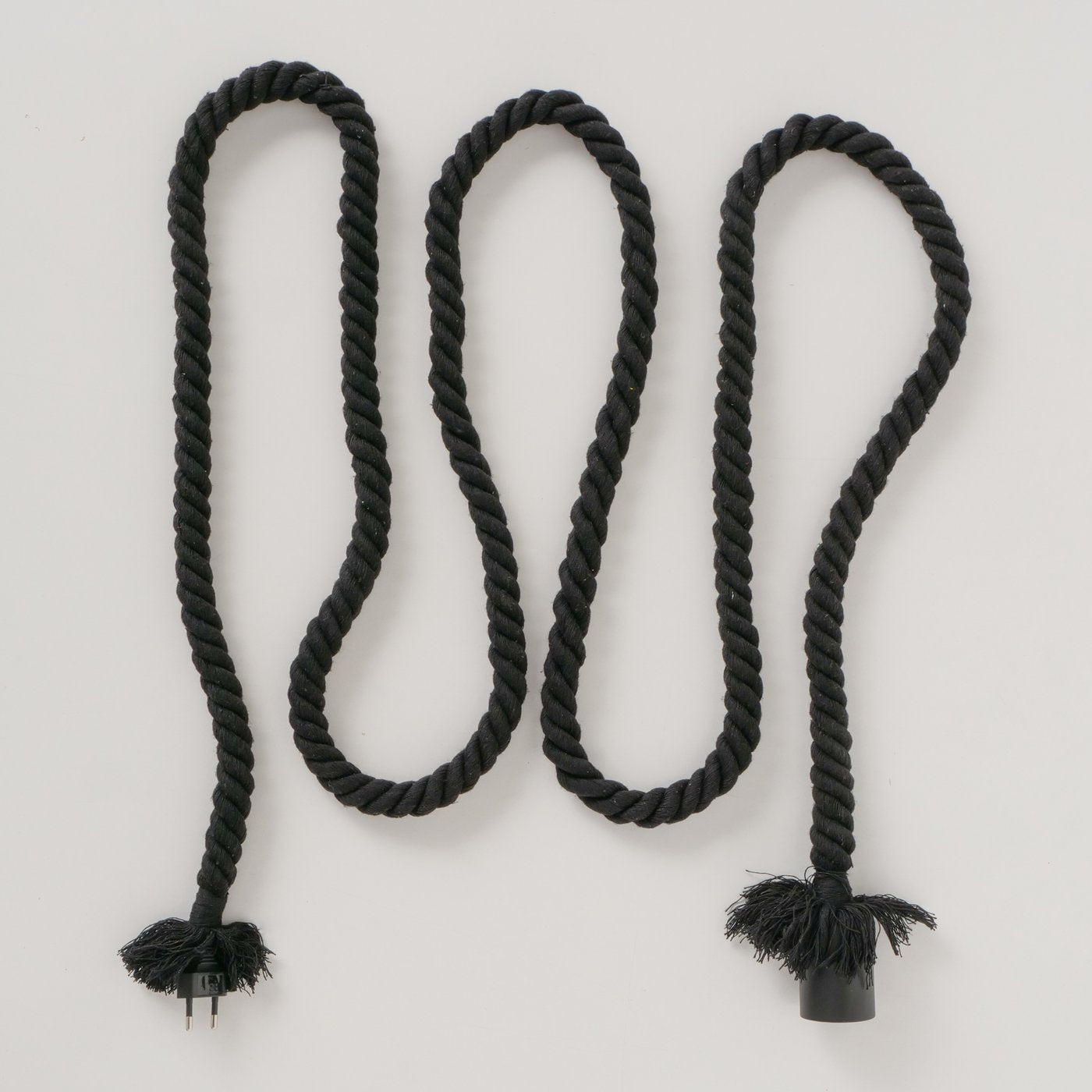 LS-LebenStil Möbel & Wohnen Pendelleuchte 300cm Schwarz Sisal-Seil