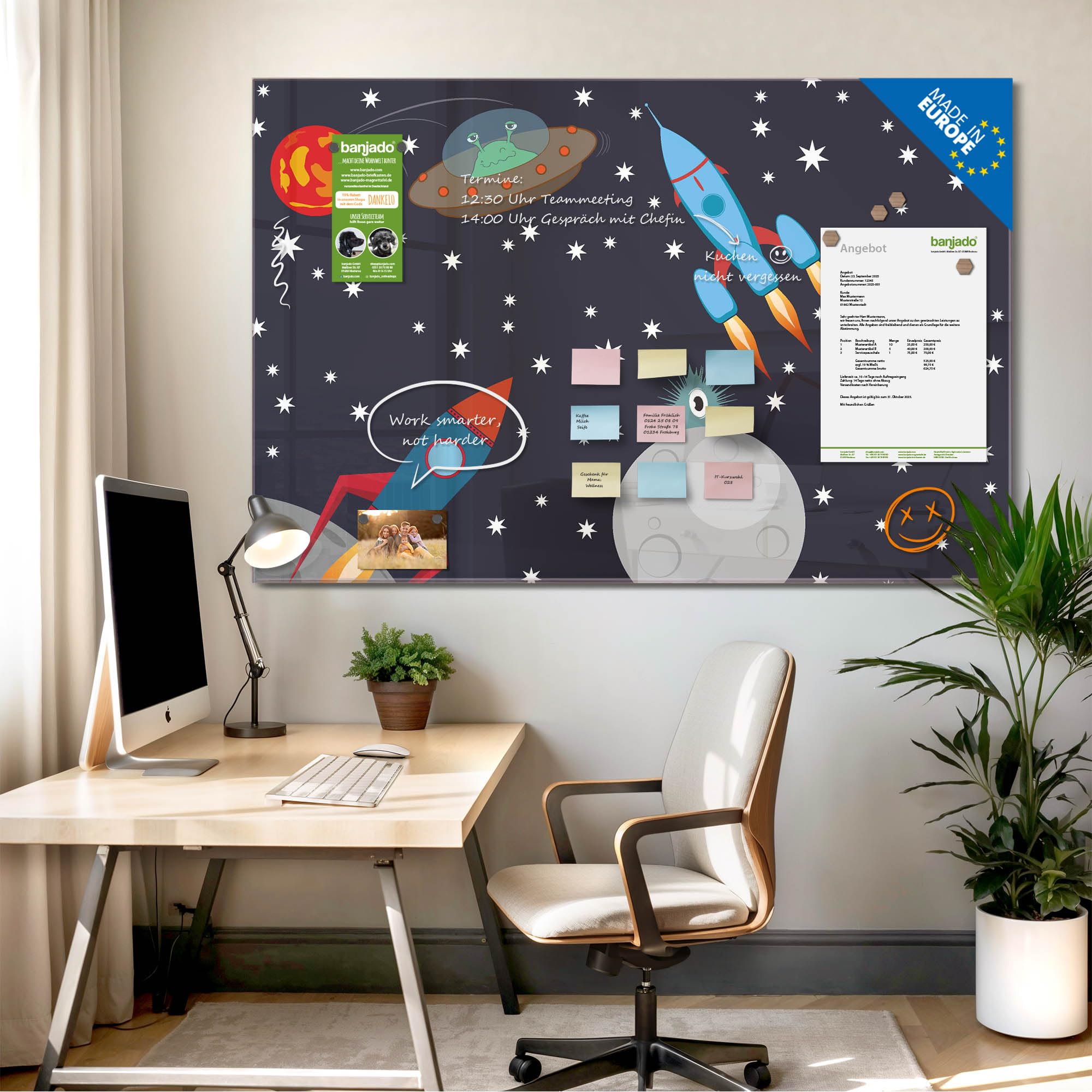 Banjado Magnettafel Space Traffic Magnettafel 120x80 Glas