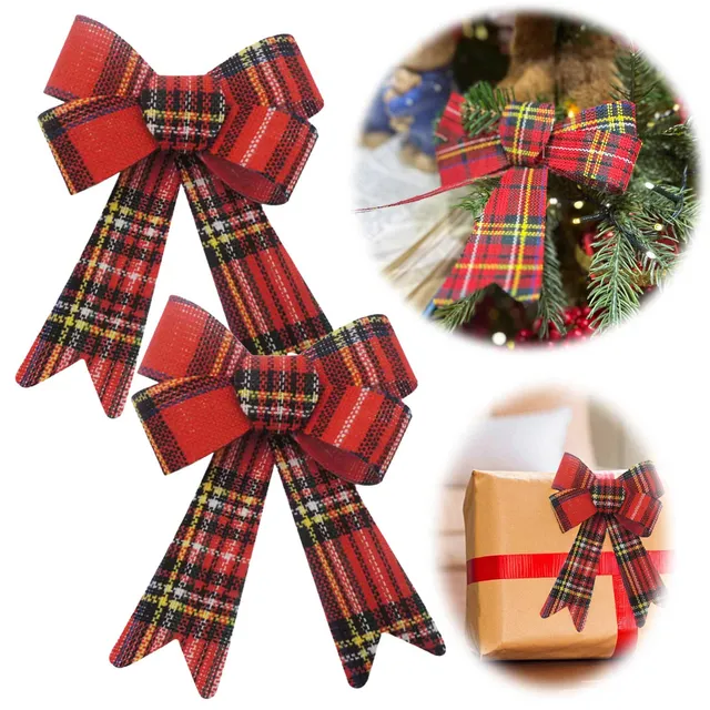 LS-LebenStil Möbel & Wohnen XL Weihnachtsschleife Schleife kariert 2er 17cm