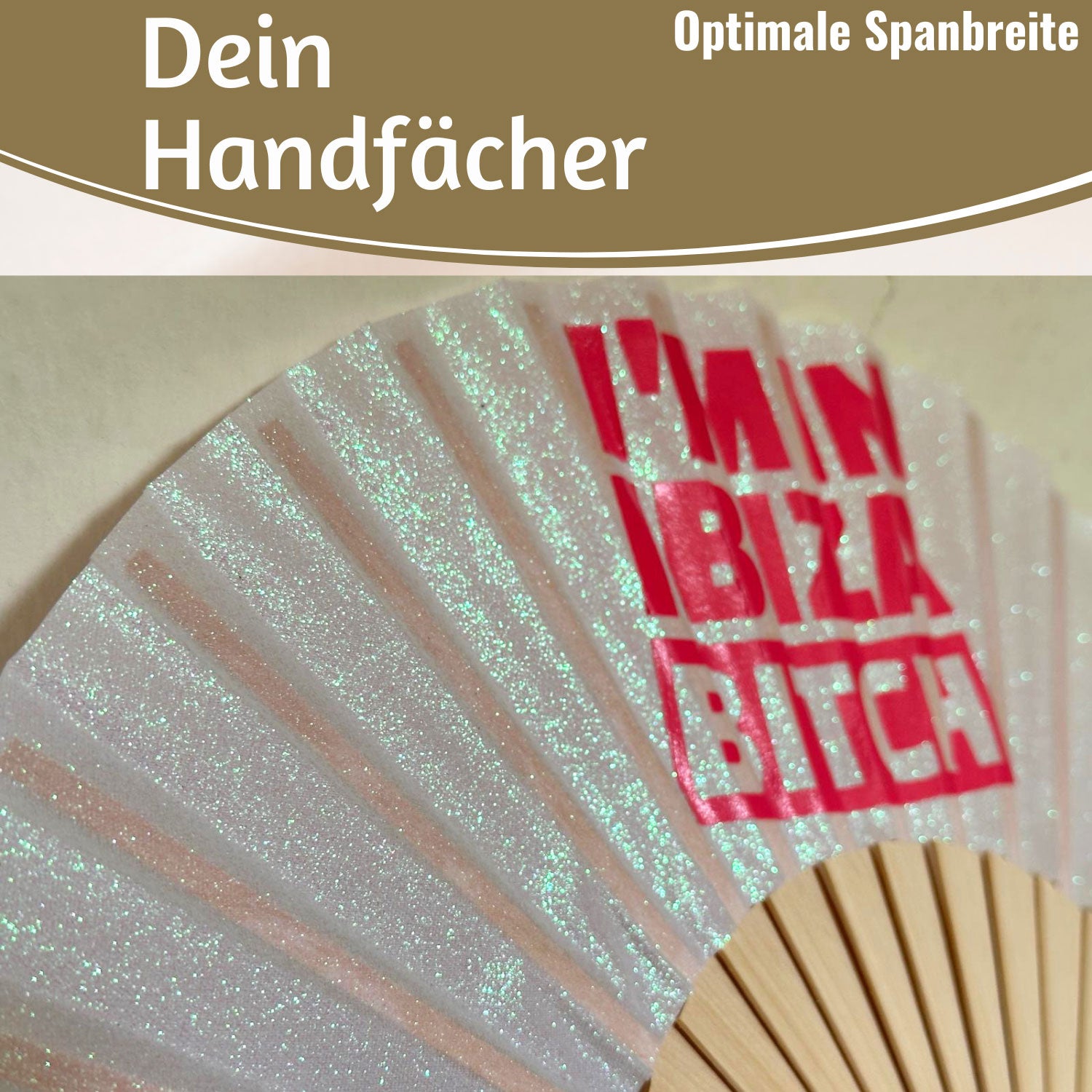 LS-LebenStil Shopper & Taschen Ibiza Bitch Fächer weiß silber 23x42cm