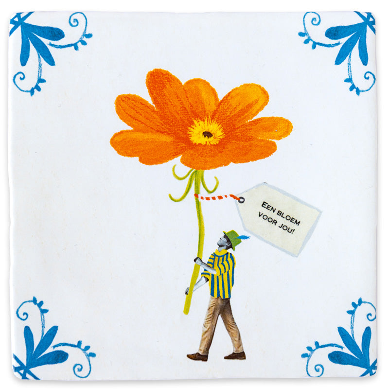 Storytiles Delft Blue Bloom Fliese 10x10 cm Blume Orange