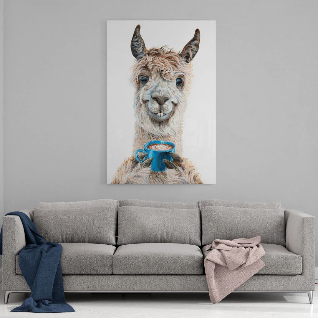 Hustling Sharks Lama Latte Leinwand 30x40 cm Tierbild