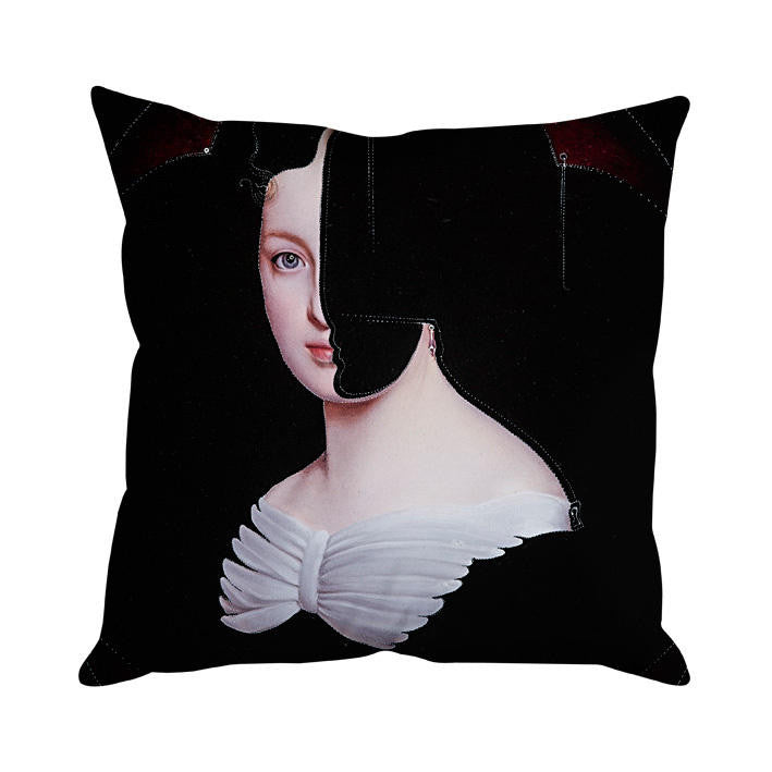 Mineheart Edith Kissen 45x45 cm Porträt Schwarz Baumwolle