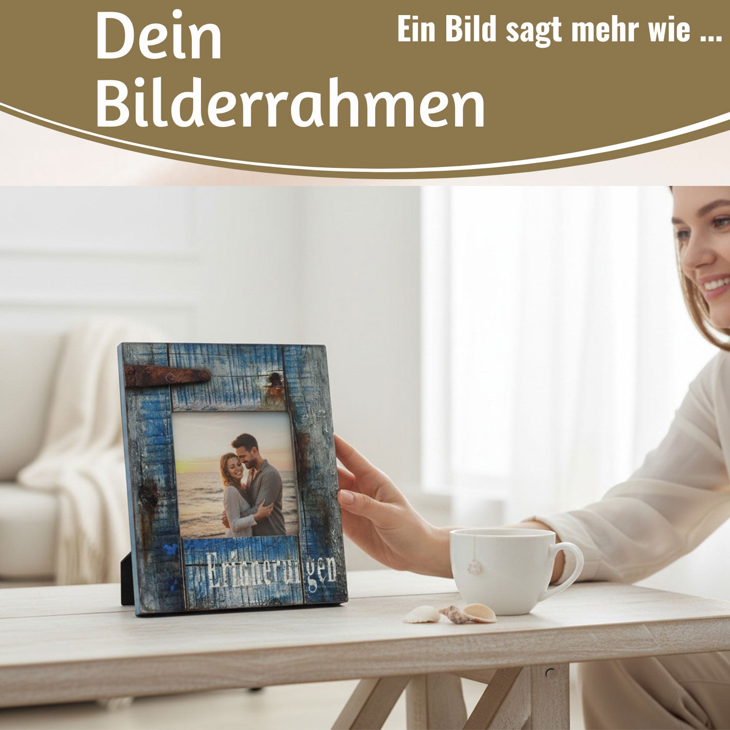 LS-LebenStil Küche Bilderrahmen Maritim Blau 17x14cm 9x9