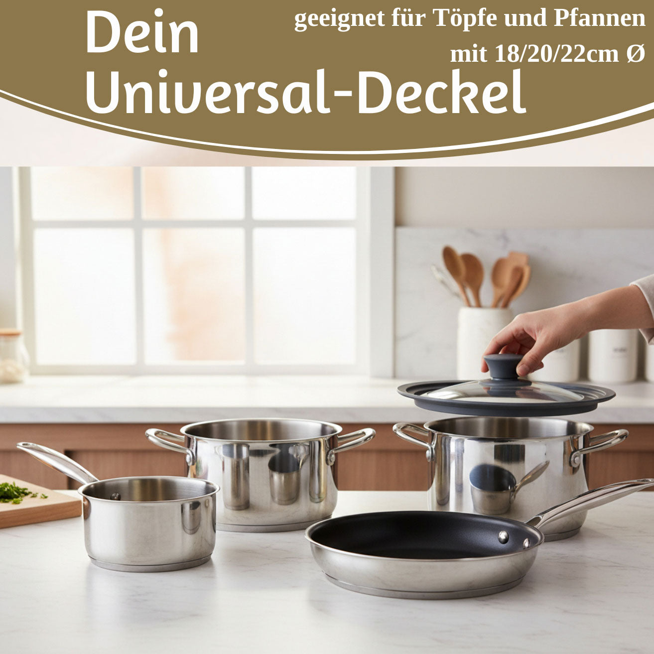 LS-LebenStil Küche & Haushalt Universal Glasdeckel 18 20 22cm