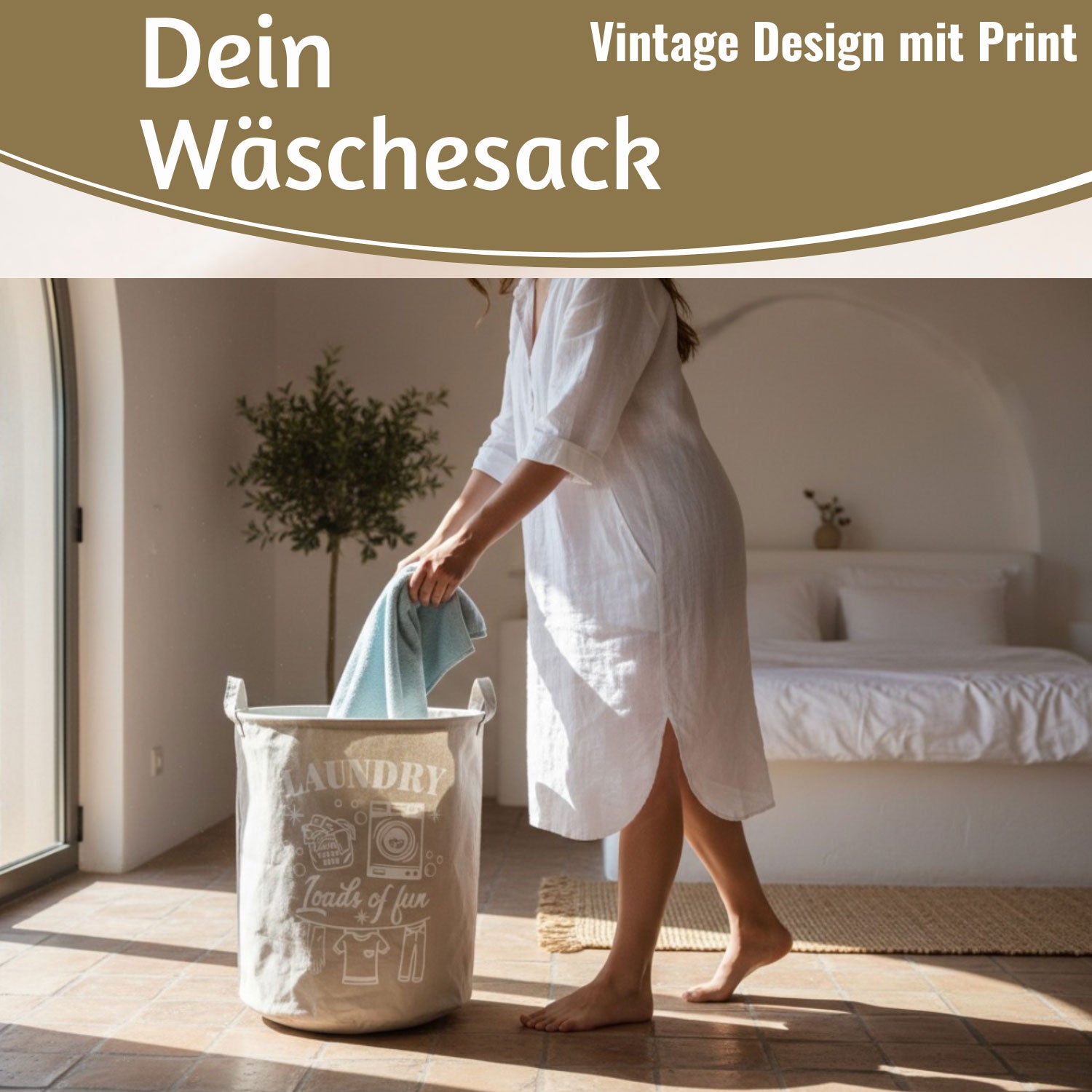 LS-LebenStil Laundry Wäschesack Grau Hell 50cm 62L faltbar