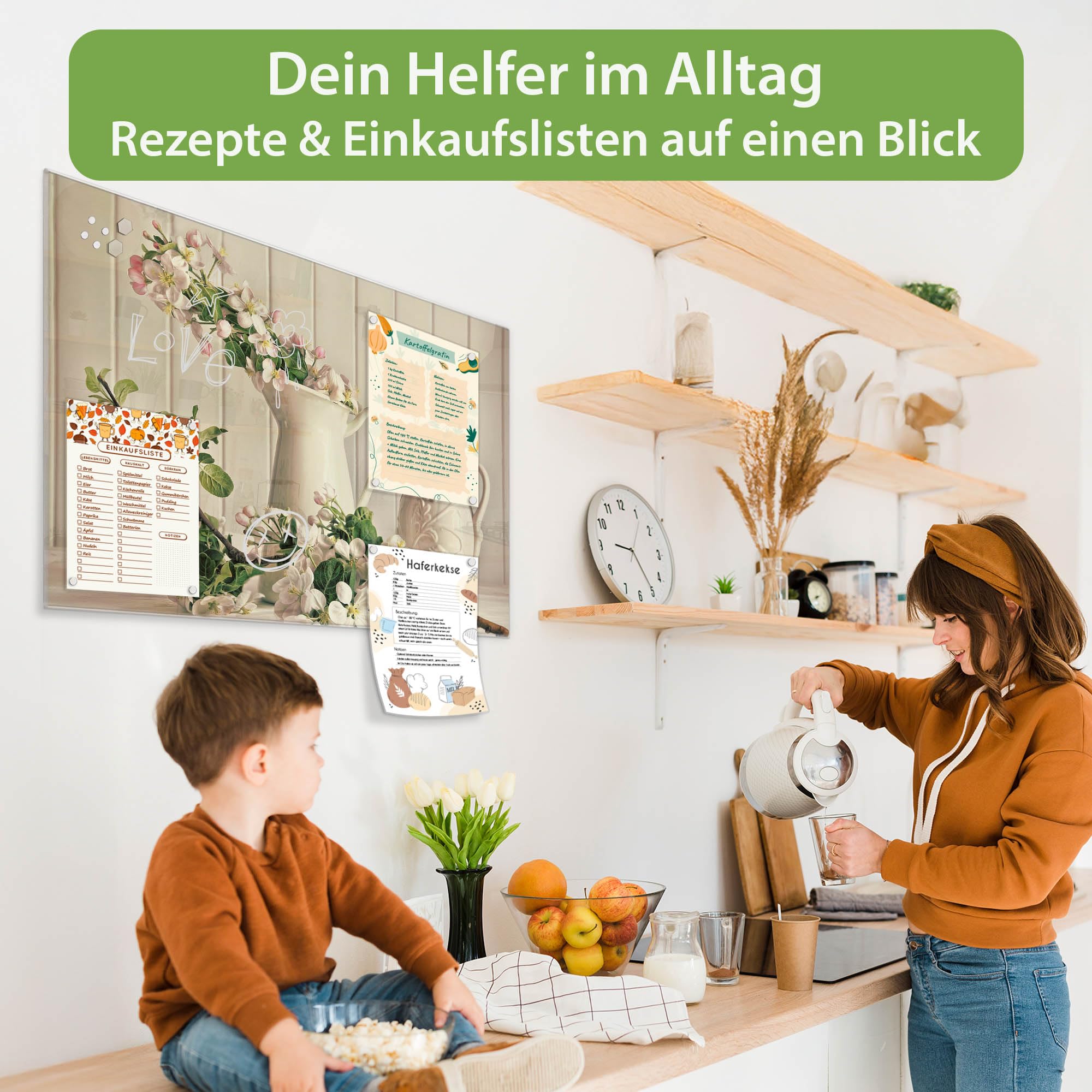 Banjado Magnettafel Stillleben Kirschblüten Magnetboard 120x80 cm