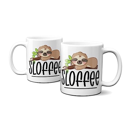 Hustling Sharks Wandbilder Sloffee Tasse 330ml weiß Faultier