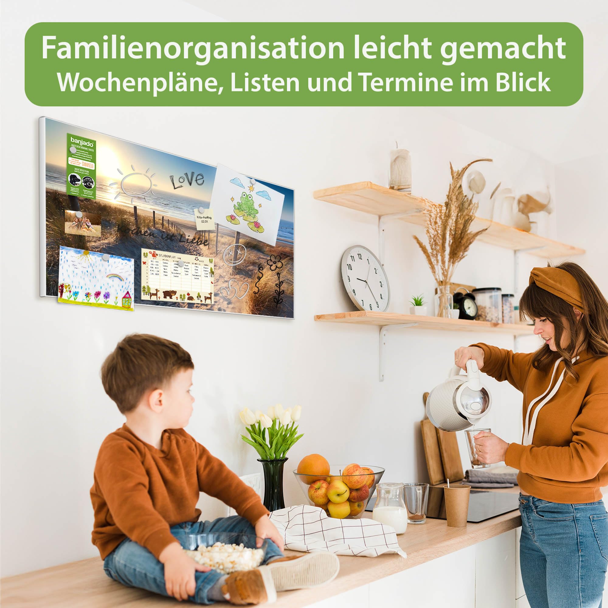 Banjado Magnettafel Nordseestrand Pinnwand 78x37 cm Weiß