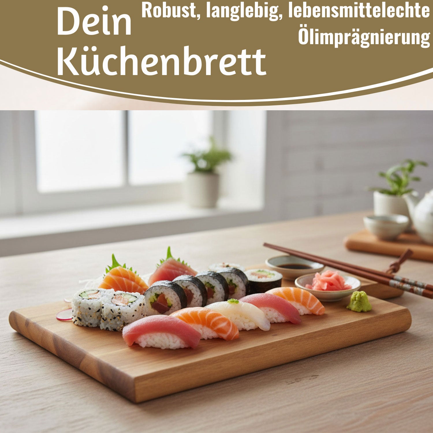 LS-LebenStil Griffbrett Akazie Eckig 35cm Servierbrett