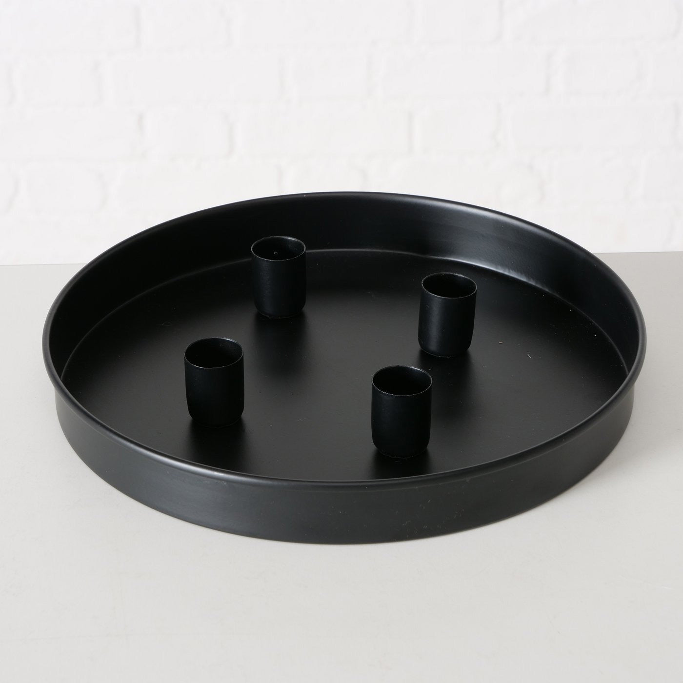 LS-LebenStil Sylt Kerzenteller Schwarz Rund Ø25cm Magnet 4er