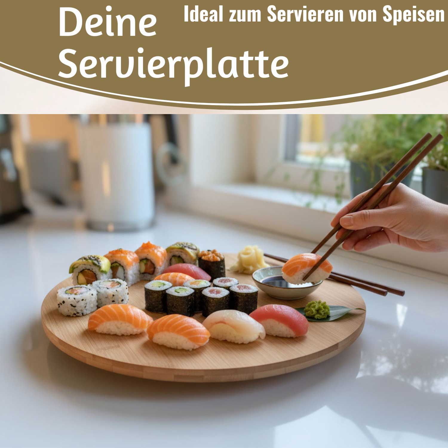 LS-LebenStil XL Servierplatte Drehteller Bambus 35cm