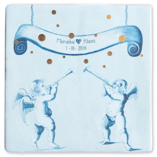 Storytiles Delft Blue La grande festa - liefde Fliese 10x10 cm Gold