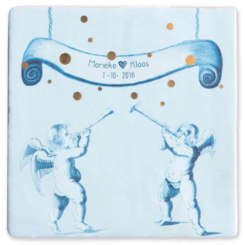 Storytiles Delft Blue La grande festa - liefde Fliese 10x10 cm Gold