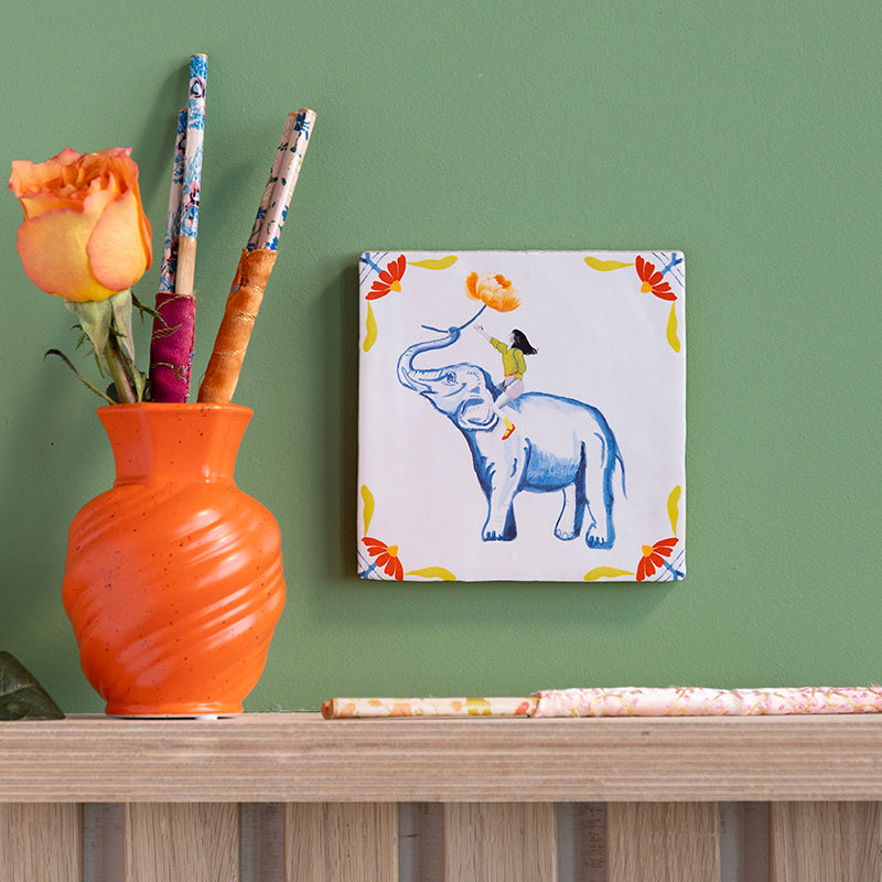 Storytiles Delft Blue Lovely gesture Wandfliese 10x10 Elefant