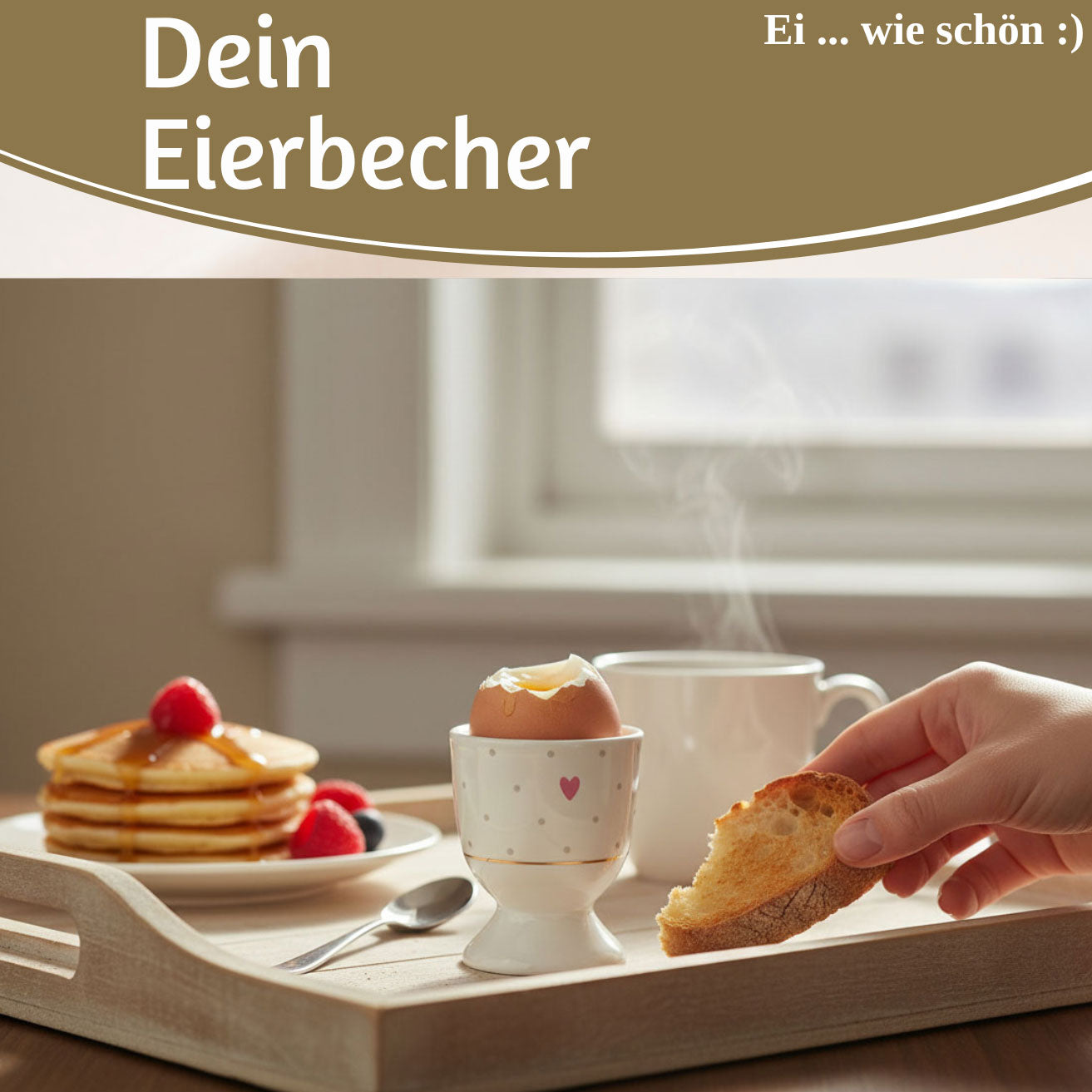 LS-LebenStil Gute Laune Eierbecher Herz Porzellan Echt-Gold 6x5cm