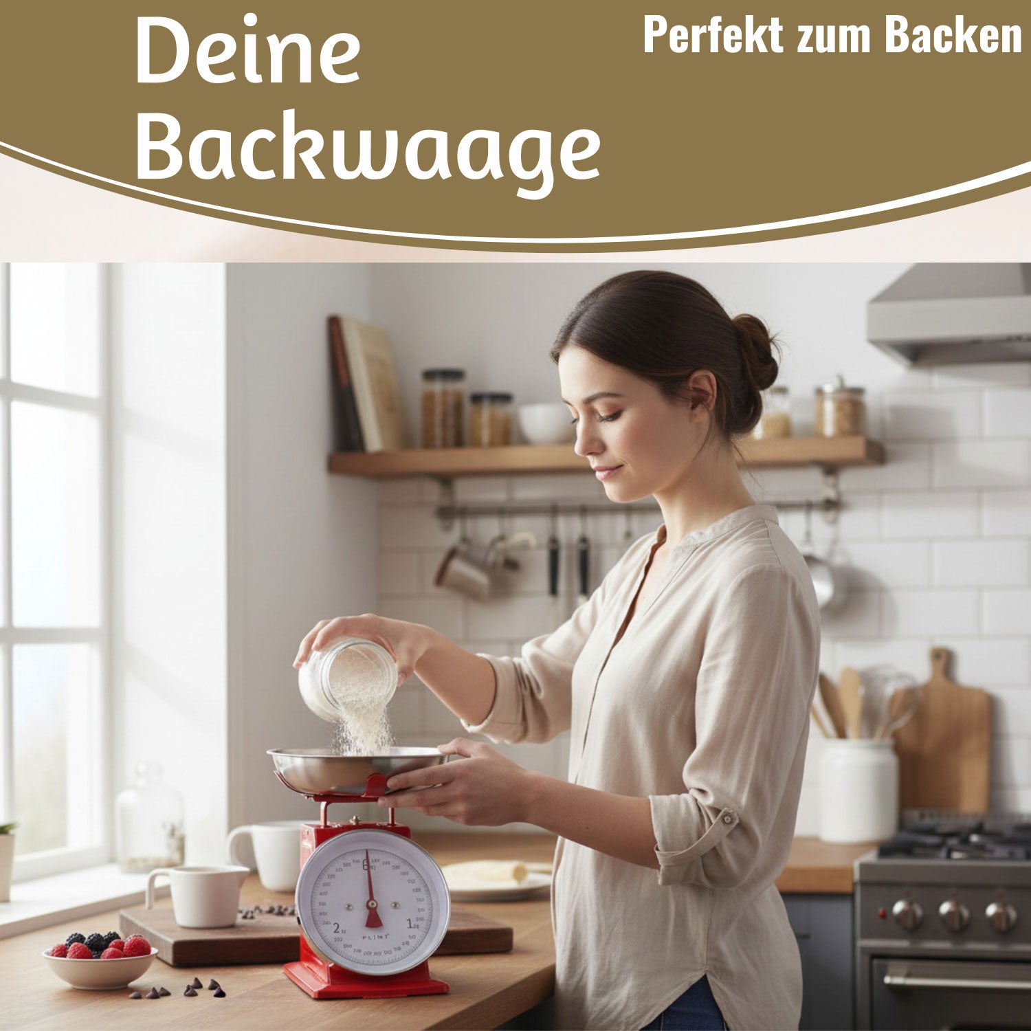 Vintage Küchenwaage Retro Rot Analog 3kg Edelstahlschale