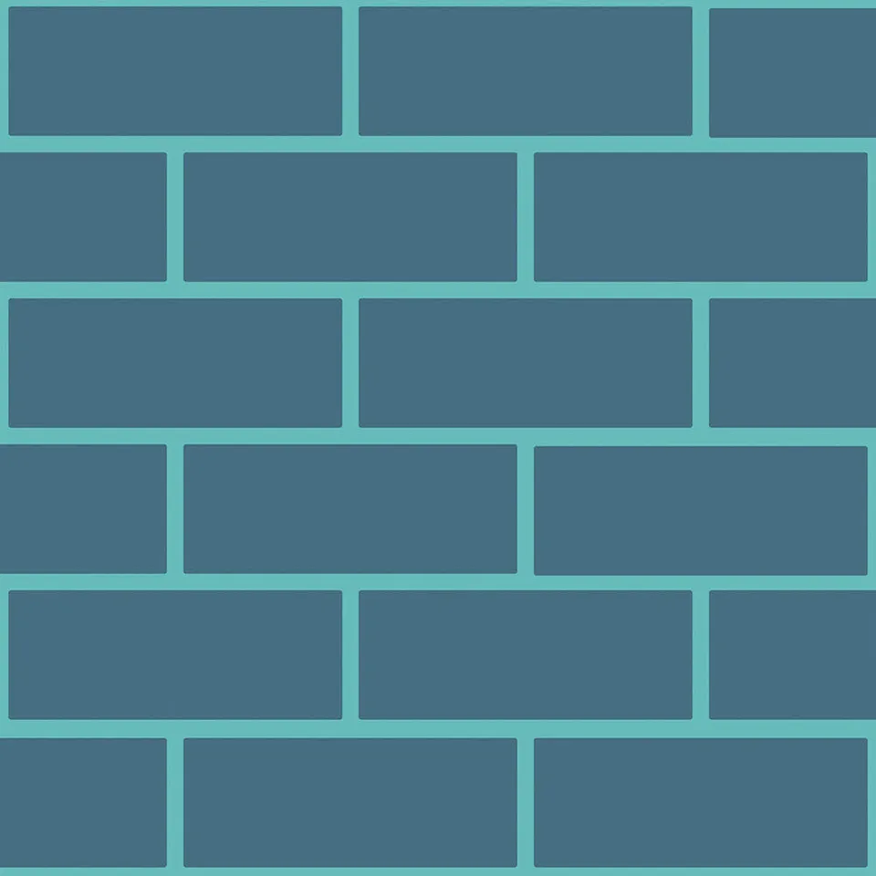 Mineheart Brick Outline Tapete Petroleum Aquamarin 52cm