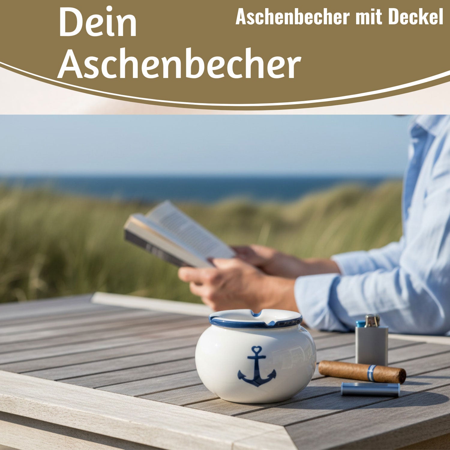 LS-LebenStil Küche & Haushalt Anker Sturmaschenbecher Keramik 10cm