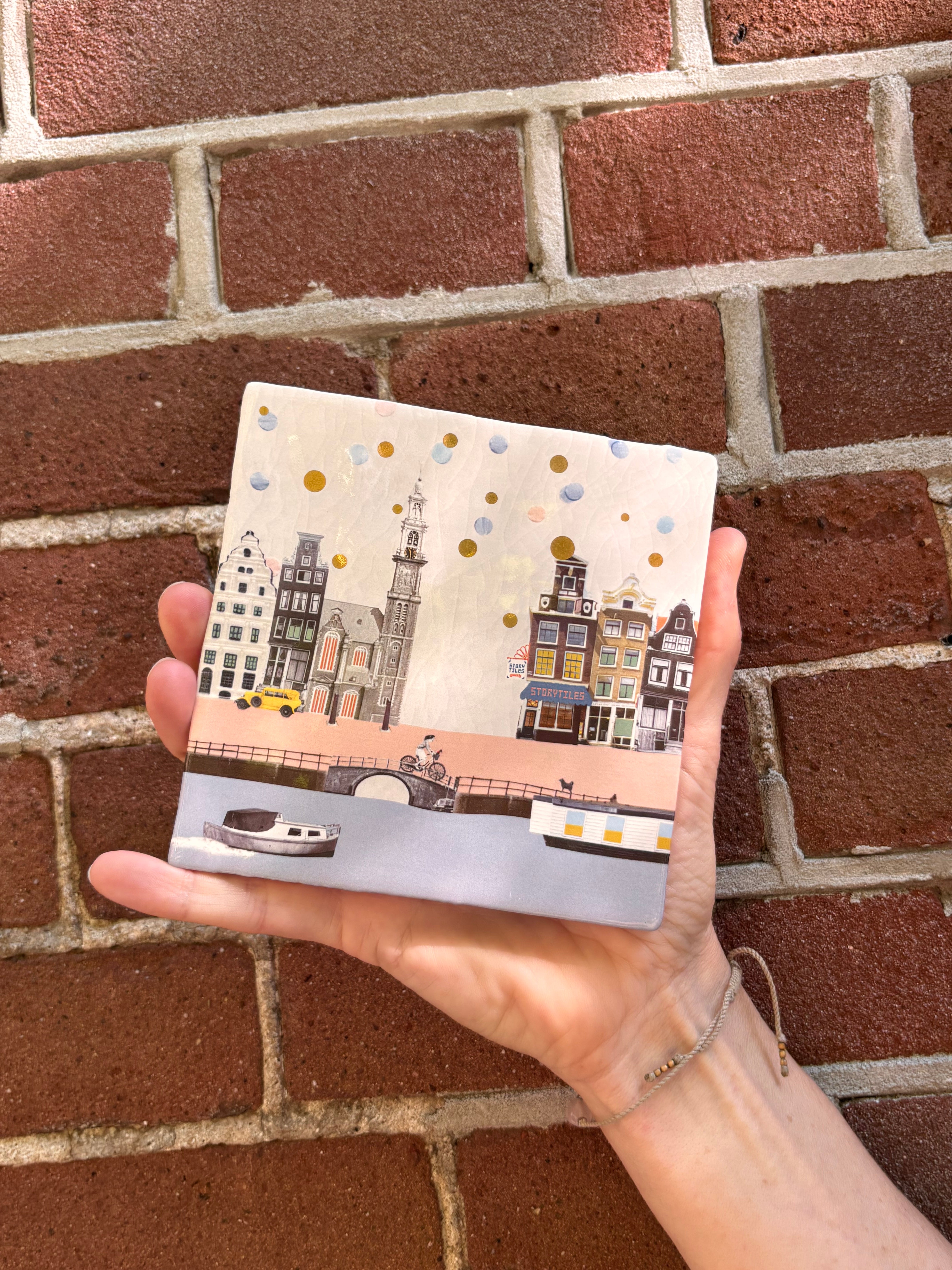 Storytiles Delft Blue Amsterdam Fliese 10x10 cm Gold 750