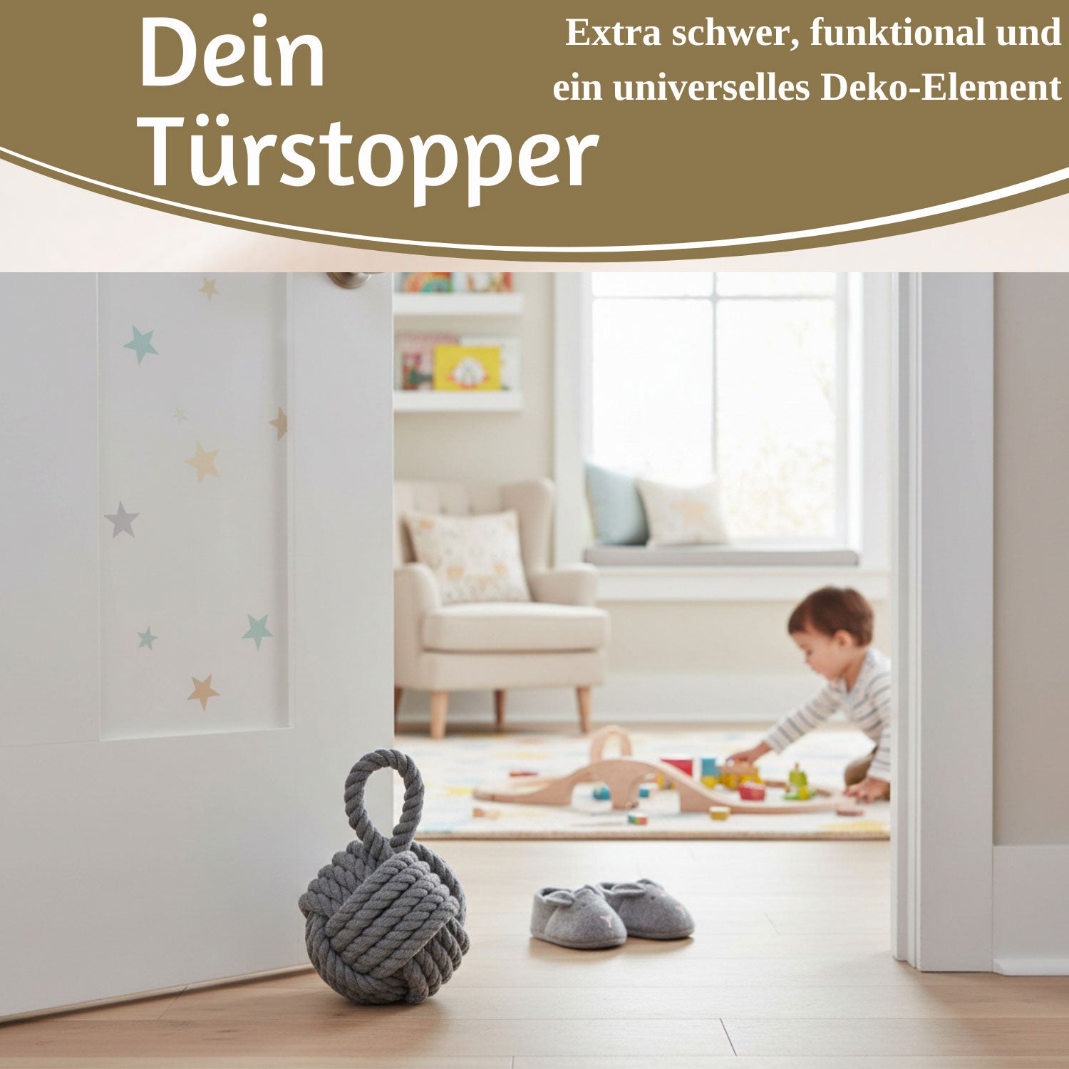 LS-LebenStil Möbel & Wohnen Türstopper Malmö Grau 23cm 1,3kg
