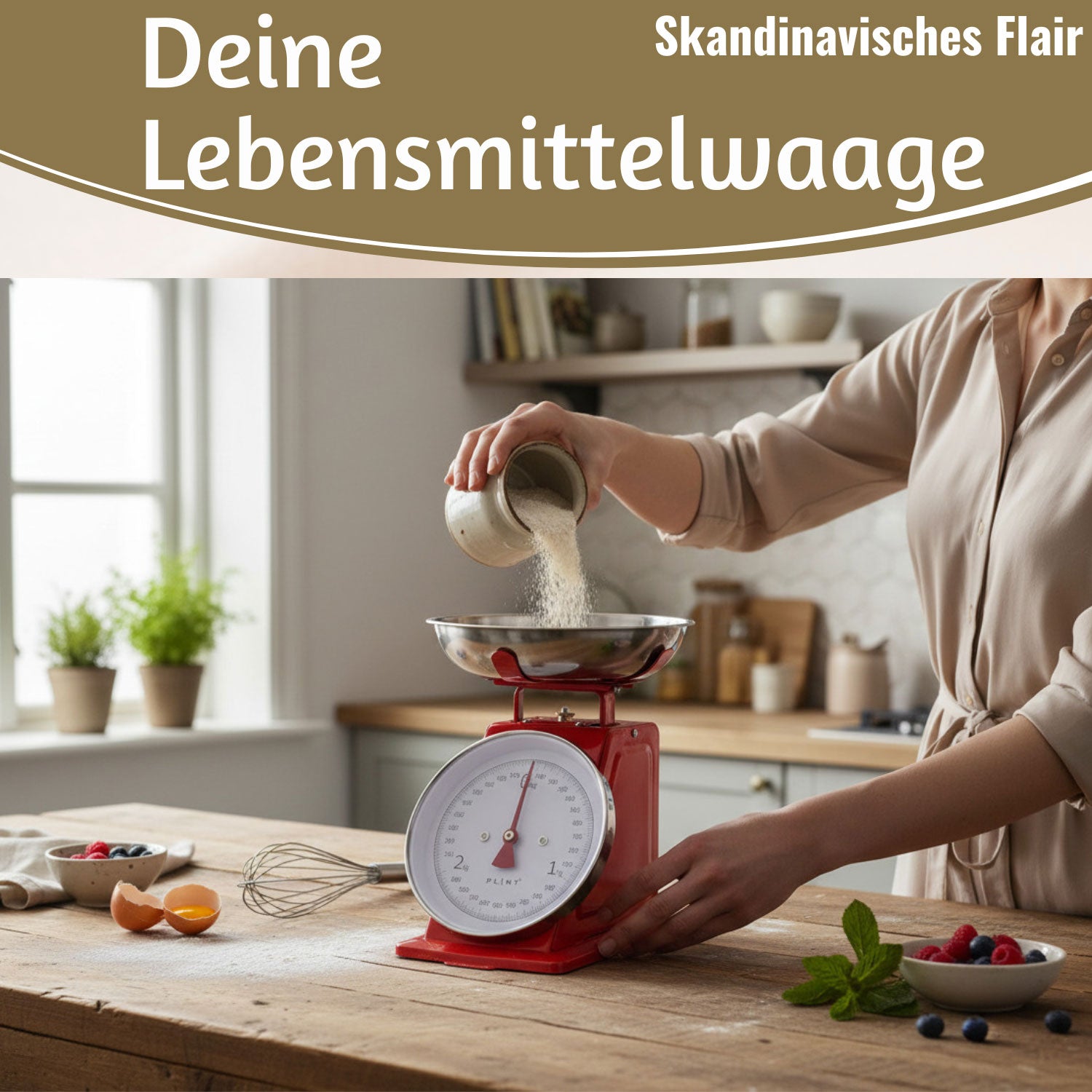 Vintage Küchenwaage Retro Rot Analog 3kg Edelstahlschale