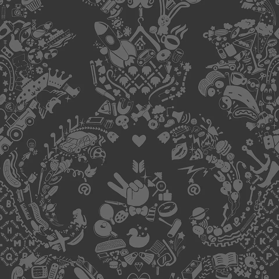 Mineheart New World Damask Tapete Grau Glatt 52 cm x 10 m