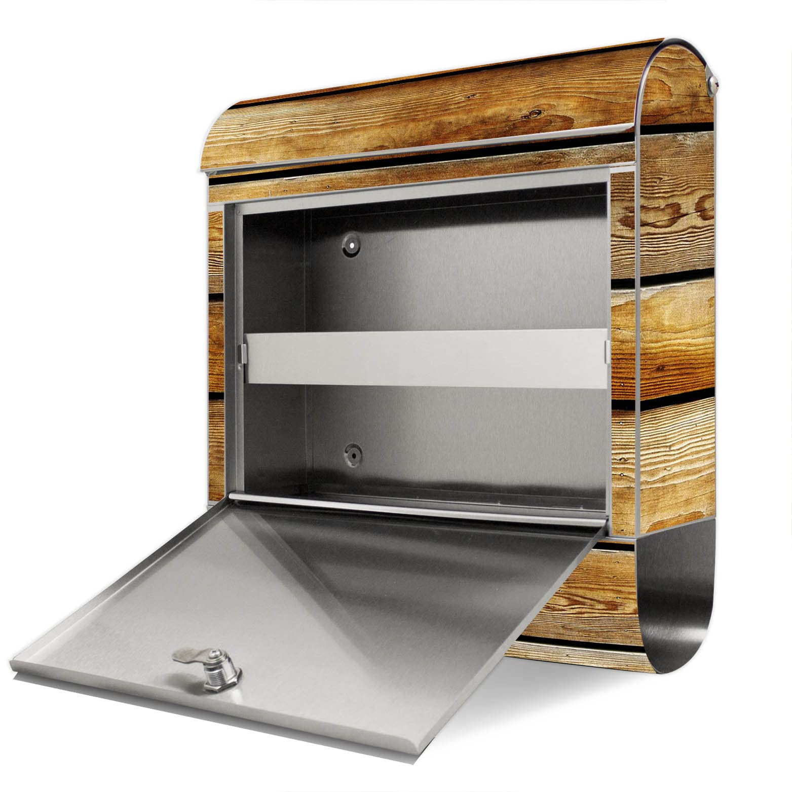Banjado Briefkasten Holzbretter Standbriefkasten silber A4