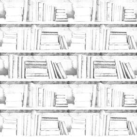 Mineheart Almost White Bookshelf Tapetenmuster Bücher