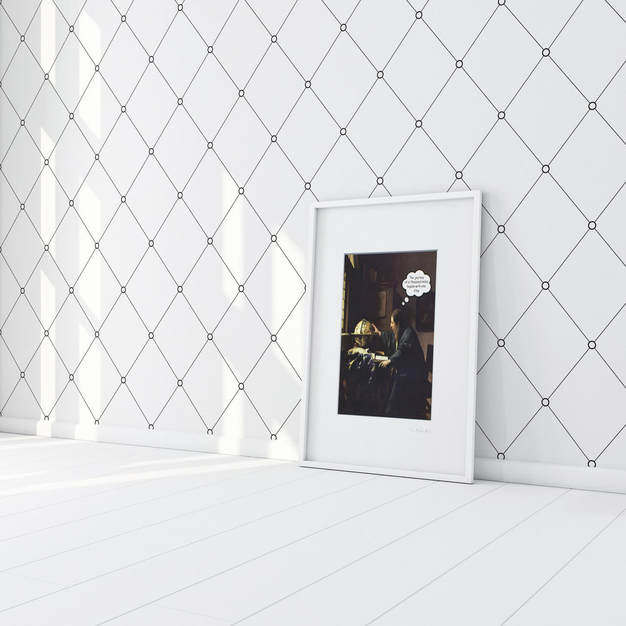 Mineheart Wallpaper Quilt Outline Tapete Schwarz Weiß Rolle