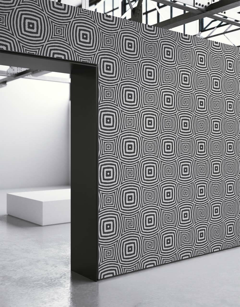 Mineheart Black Geometric Circles Vliestapete Schwarz 52x1000cm