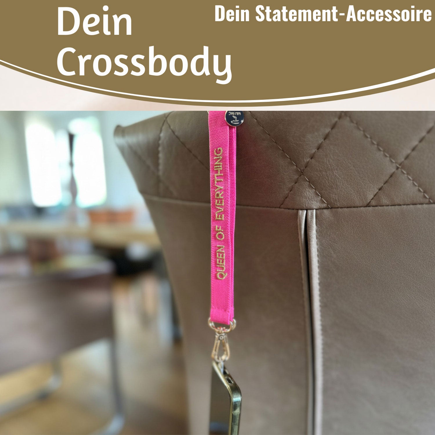 LS-LebenStil Queen Handykette Crossbody pink-gold 137cm