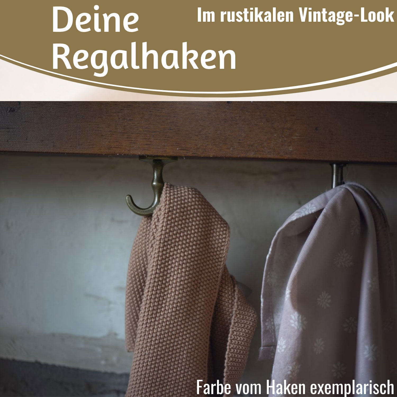 IB Laursen Doppel Regalhaken Messing Vintage Gusseisen
