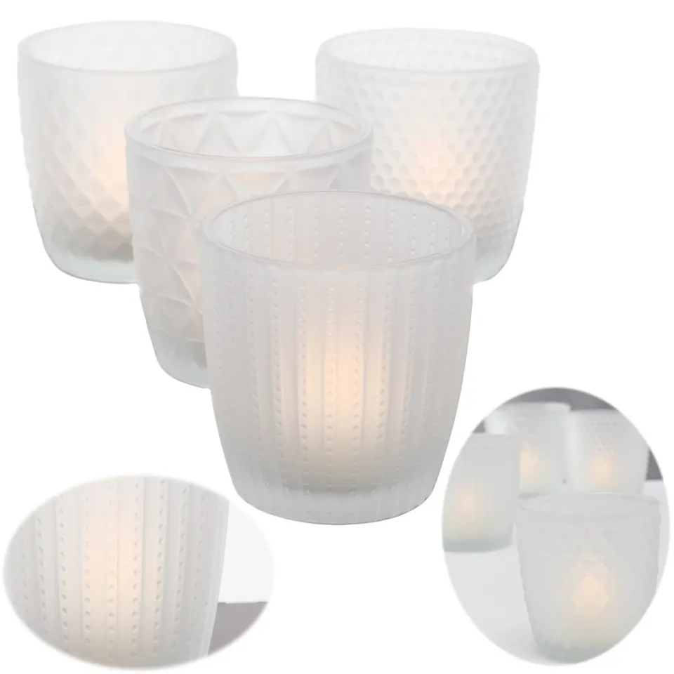 LS-LebenStil Küche & Haushalt Teelichthalter Weiß Matt 7cm 4er