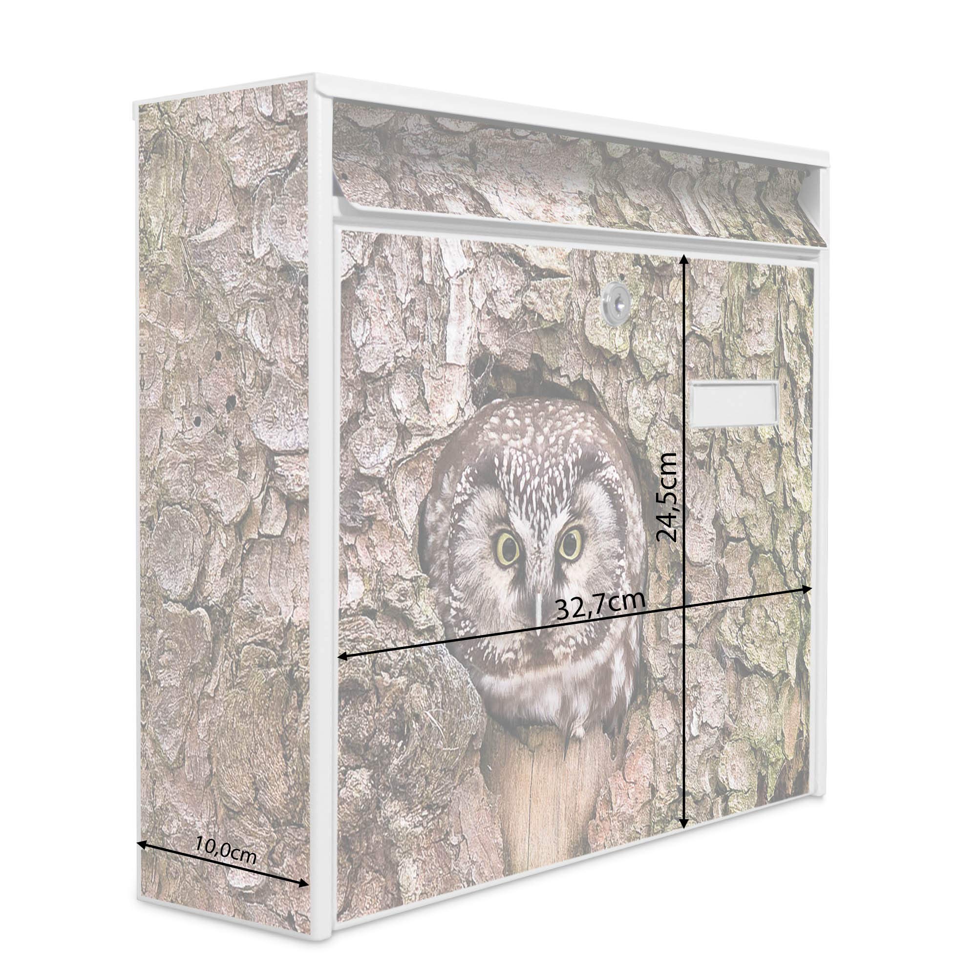 Banjado Briefkasten Eule Weiss A4 32x36cm mit Namensschild