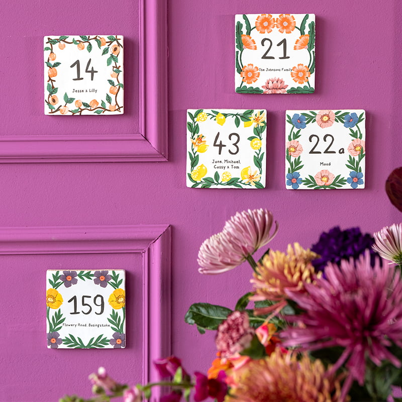 StoryTiles Delft Blue Bloemenseizoen Hausnummer Fliese S 10x10